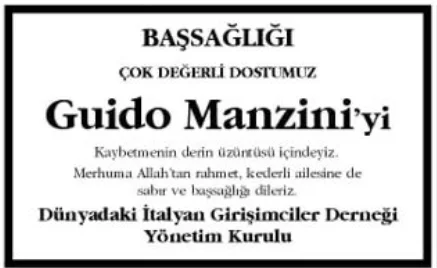 Başsağlığı ilanı: Guido Manzini